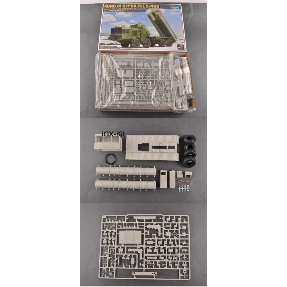 

Trumpeter 01057, масштаб 1/35, российская ракетная установка 40Н06 (51П6А) ТЭЛ С-400, пластиковый сборный конструктор, модель для сборки.