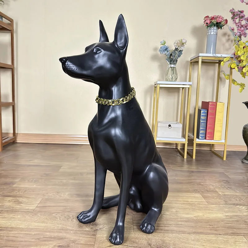 Watch Dog Doberman Sculpture, Simulation Doberman Figurine, Villa Garden Courtyard Entrance Statue Decoration