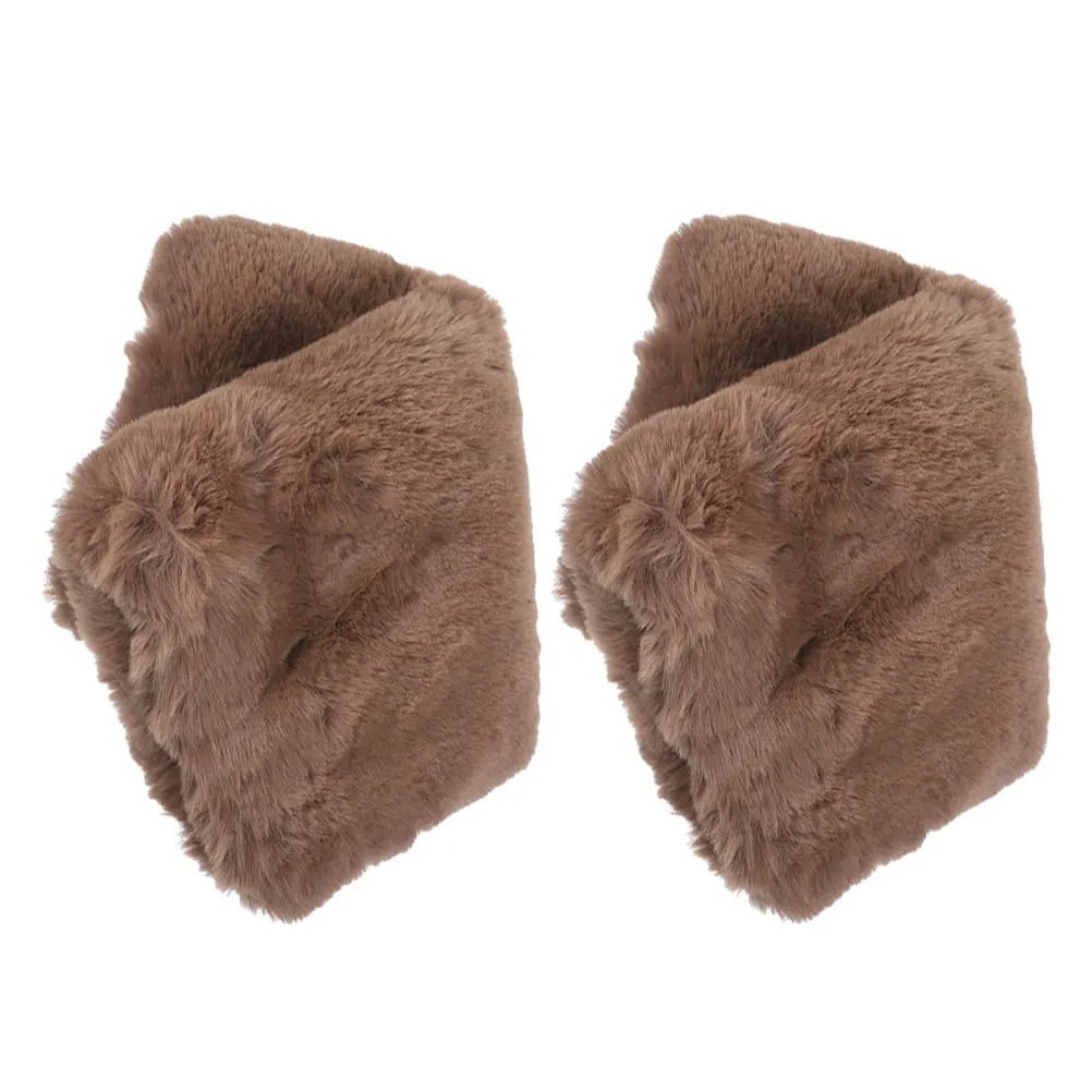 

2Pcs Winter Hand Muff Warmers Faux Material Soft Thick Hand Warmer Pillow Outdoor Accessory Light Brown Pouch Muff