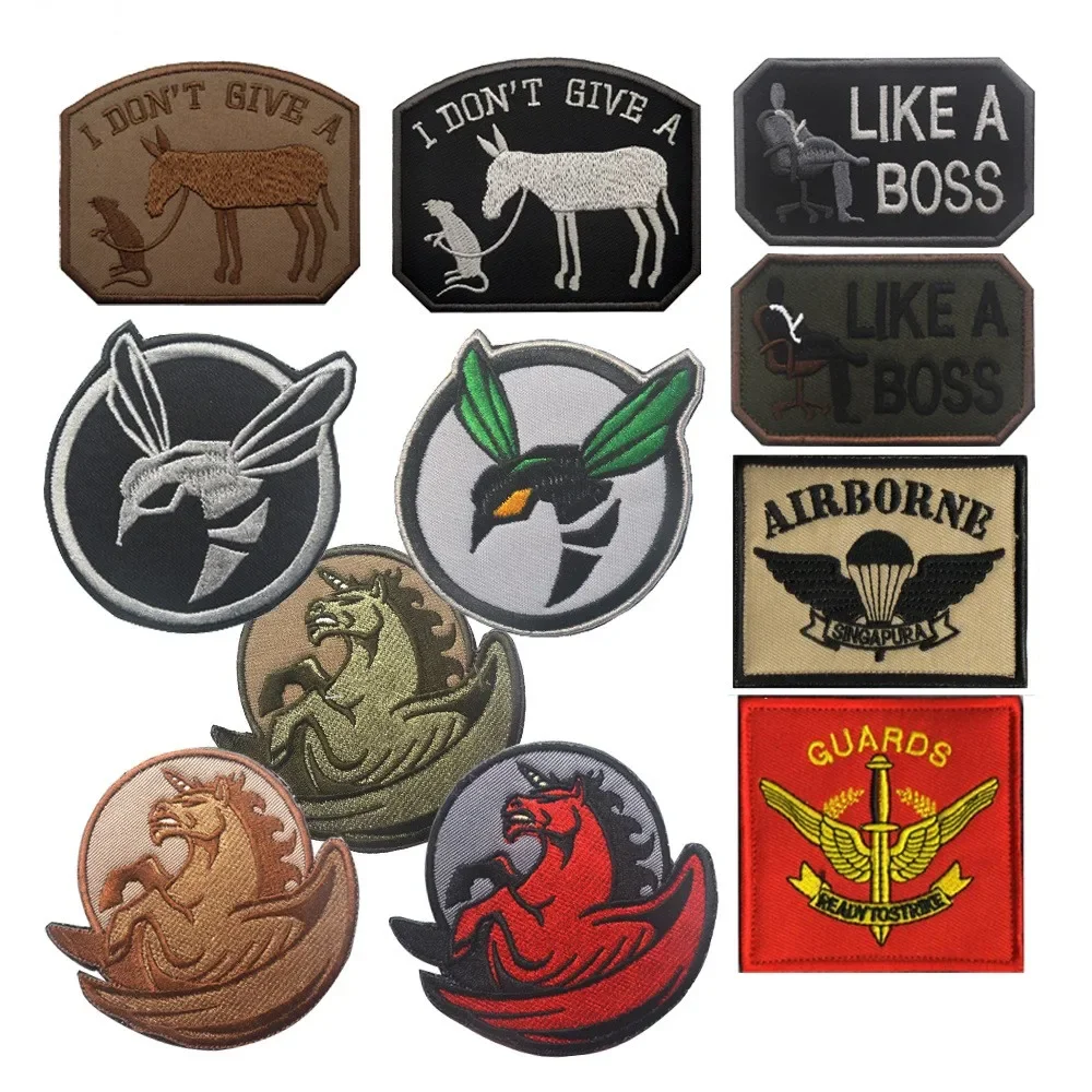 The Pegasus Unicorn Embroidery Patches Hook & Loop on Clothes Temple Tactics Morale Badge Decoration for Clothing and Backpack