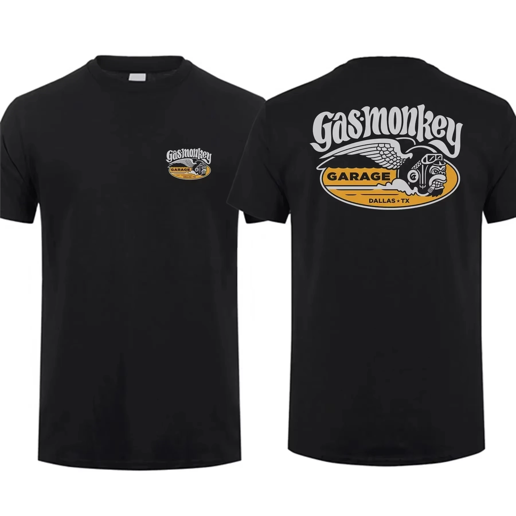 2026 Neue Erstaunliche T-Shirts für Männer, Lässiges Oversized-Shirt mit Gas Monkeys Garage Hot Rods Circle Logo, Limitierte Doppelseitige Ausführung – Detail 4