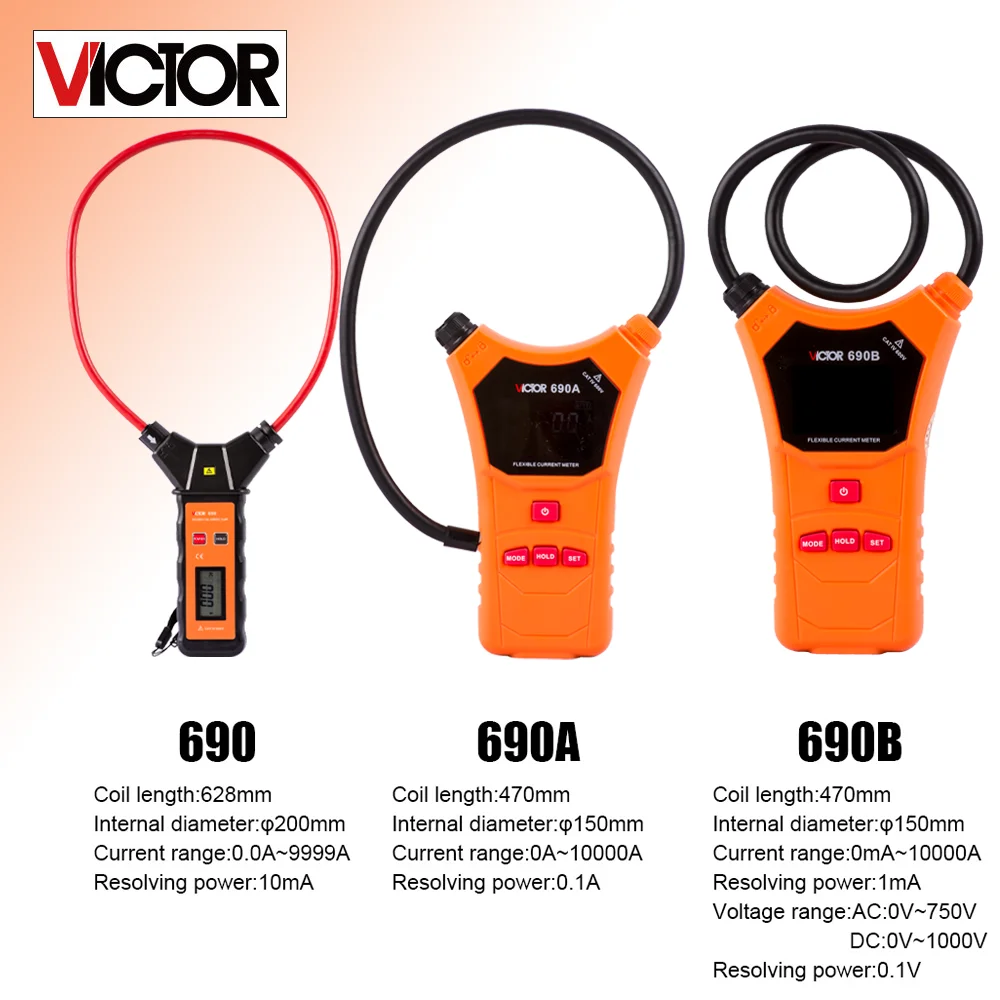 

Ultra Long Caliber Flexible Current Meter 628/470mm 0mA-10000A Leakage Current Tester T-RMS Measuring Tools