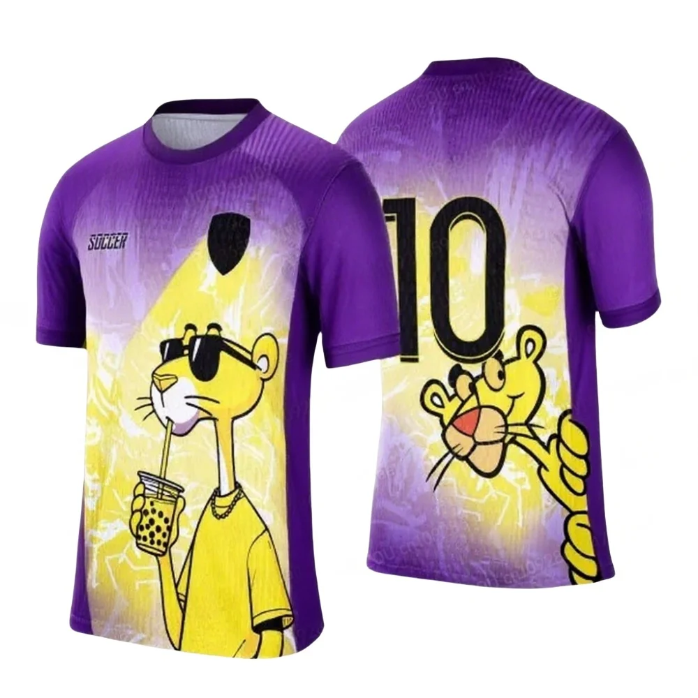 

Summer 2025 No.10 Pink Panther Football Jersey Adult Tops Men's Round Neck Short Sleeved Lightweight Sports Jersey T-Shirt