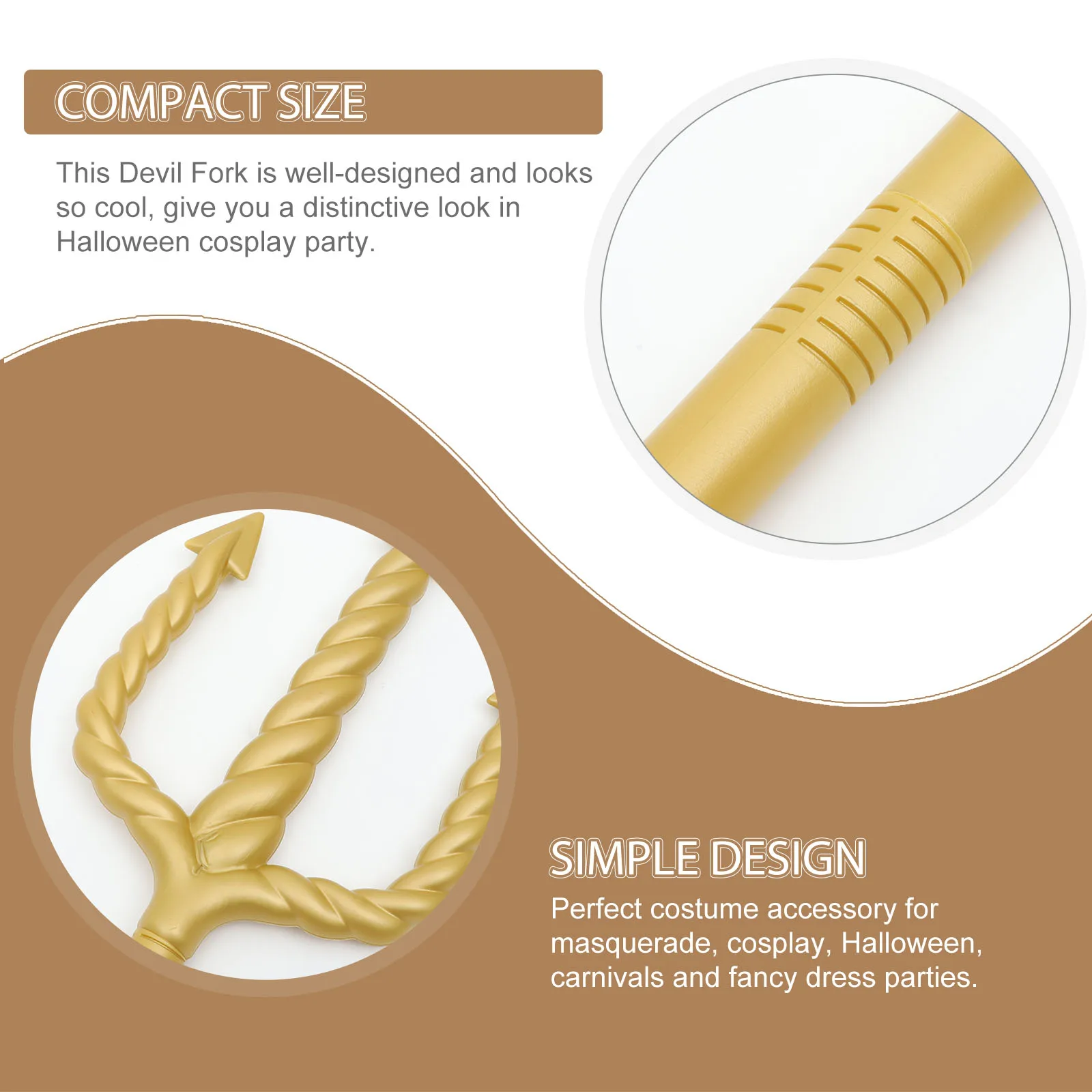

Golden Plastic Trident Props Halloween Costume Accessory Lightweight Demon Fork Decor Party Supplies Cosplay