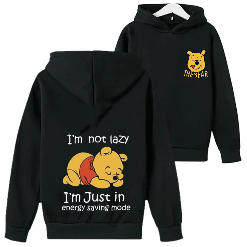 Cartoon Boys Girls Hood coat Winnie the Pooh Kids Pink Hoodie Tops Sweatshirt Spring Autumn Toddle Age 3-12 Clothes