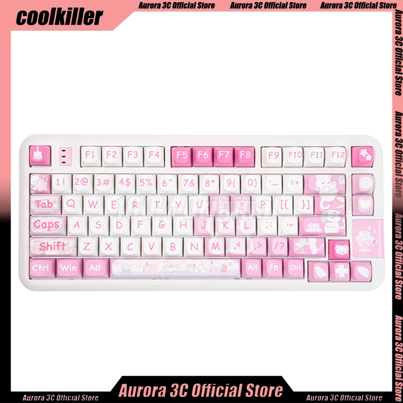 

Клавиатура Coolkiller ROCOCO Ck68 Ck75 Ck98 Механическая беспроводная, клавиатура с горячей заменой, 3 режима, розовая офисная, RGB, линейный переключатель, игровая, подарочная
