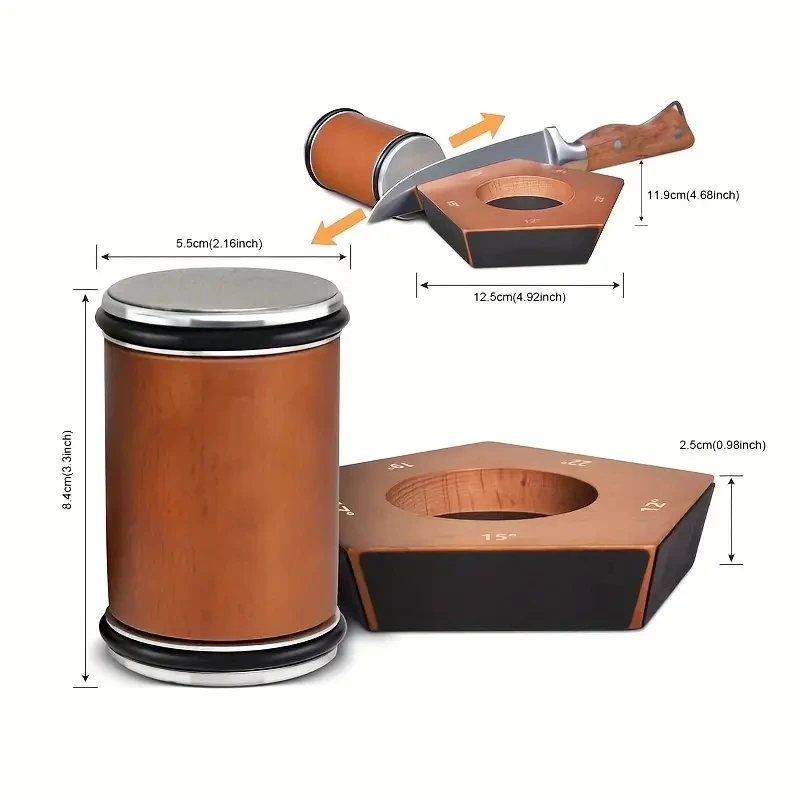 5 Angle Rolling Knife Sharpener 12/15/18/20/22° Knives Sharpeners Magnet Base Wooden Accessory Diamond Grit 240-10000# Kitchen view 6