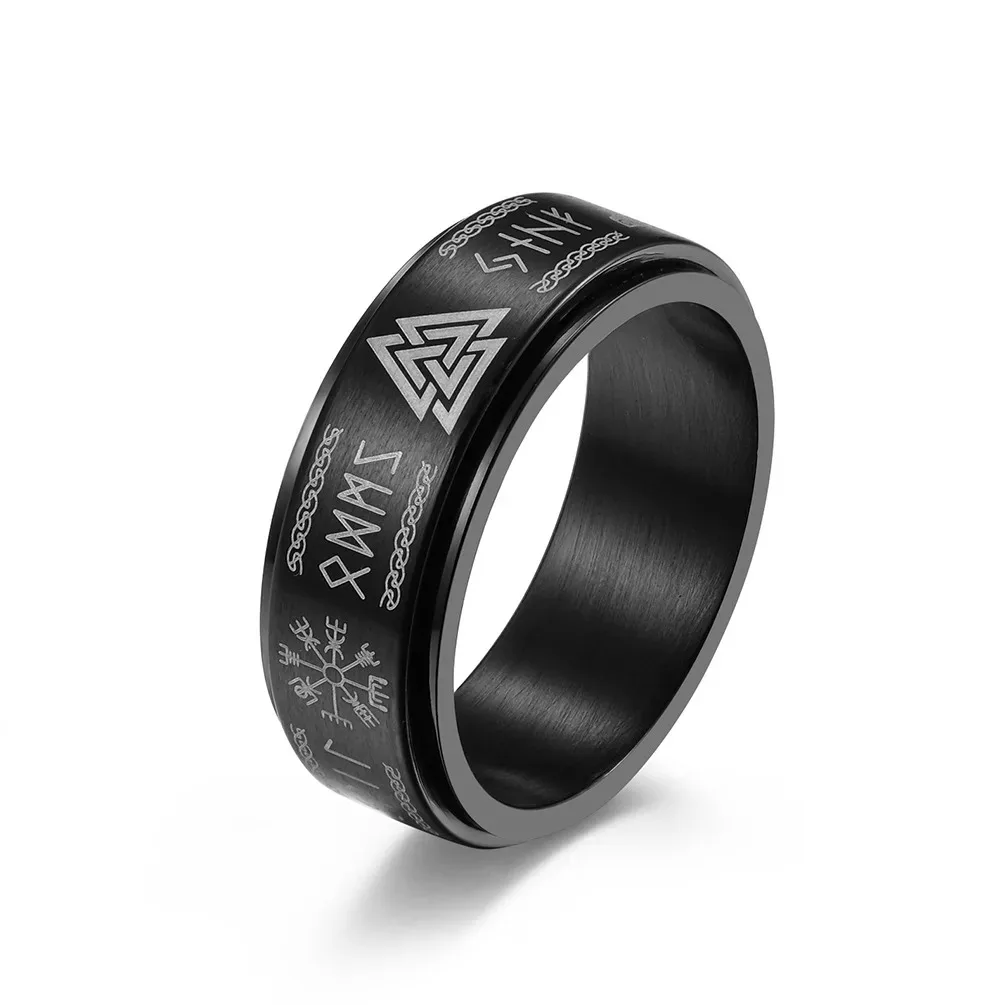 Mode Vintage Eenvoudige Viking Rune Ring voor Mannen Vrouwen Roestvrij