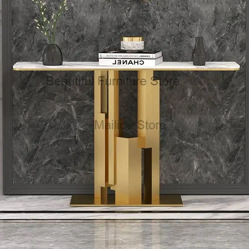 

Art Iron Modern Console Tables Minimalist Home Corridor Console Table Light Luxury Living Room Furniture Entrance Console Table