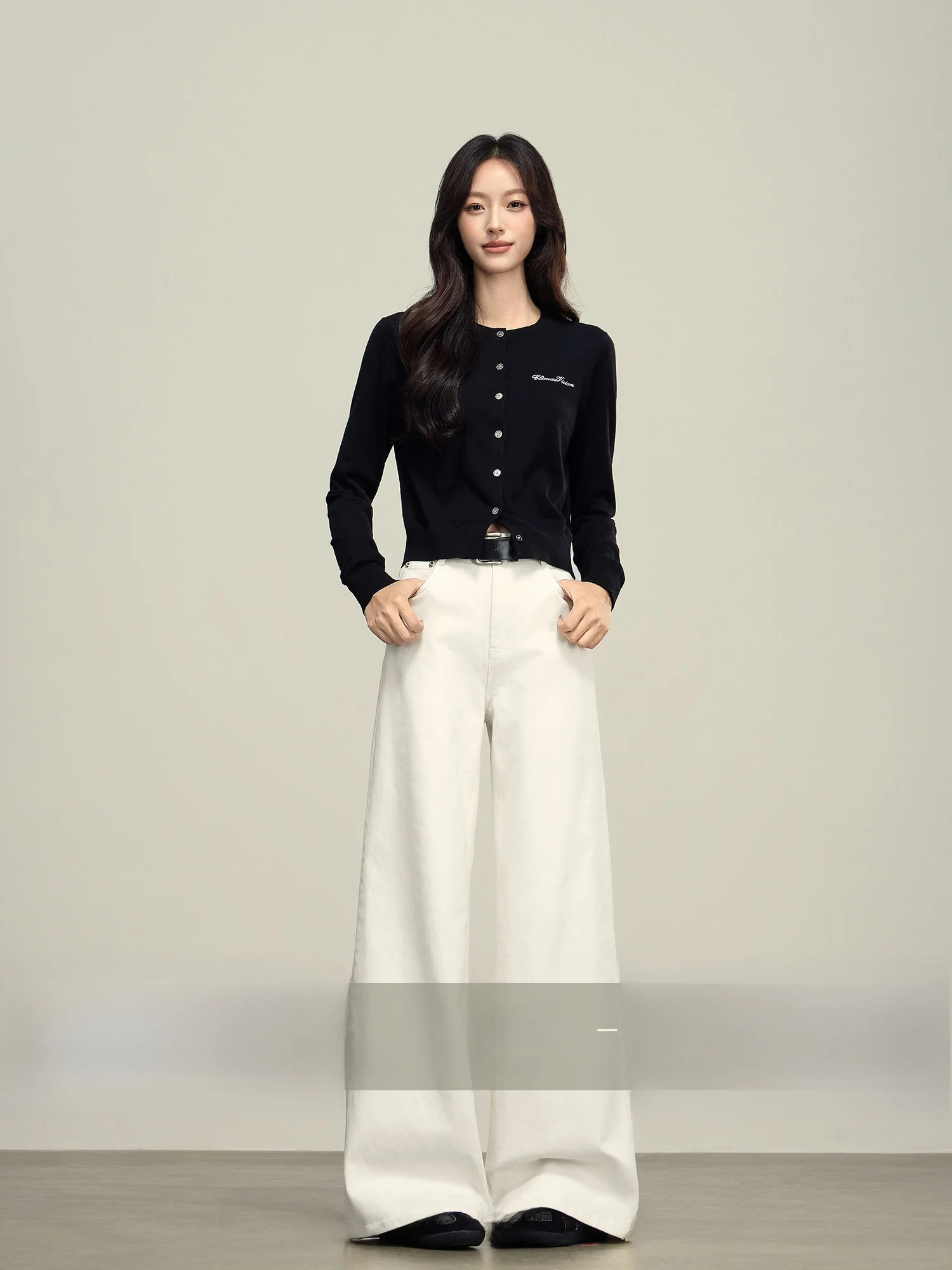 

High Waist Wide Leg White Jeans Women's Loose Casual Autumn Winter Floor Length Straight Leg Pants Comfortable Casual Jeans