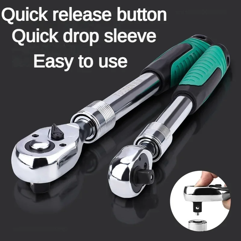 Xiaomi Telescopic Socket Ratchet Wrench for Automotive Repair Adjustable Head Ratchet Set 72 Tooth Quick Release Wrench Tool New