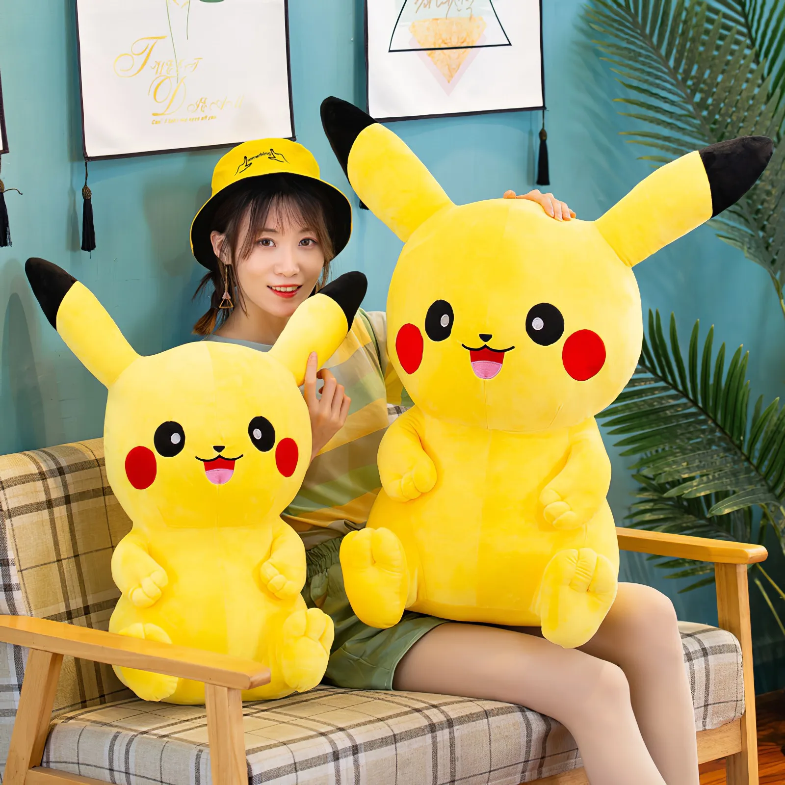 60cm Śliczne Anime Pokémon Pikachu Pluszowa zabawka Kreskówka Kawaii Pokemon Uśmiech Pikachu Miękka wypchana lalka Duży rozmiar Poduszka Prezent