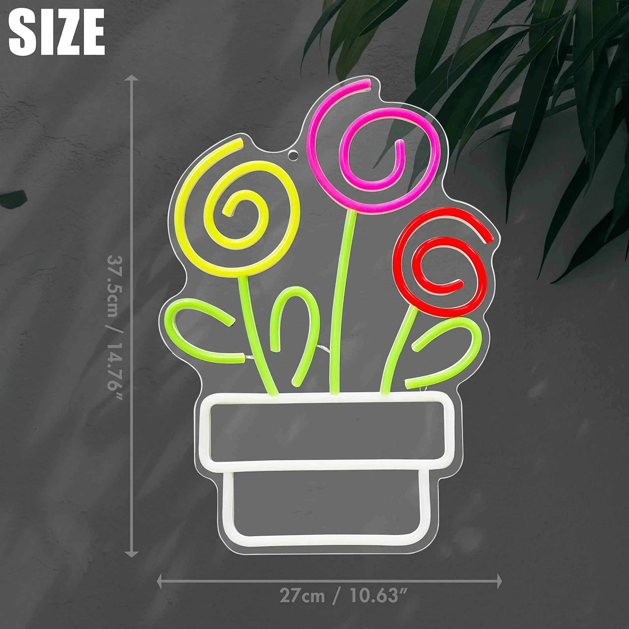 Flower Potted Neon Sign Potted LED Neon Light for Room Wall Decor for Home Bar Room Aesthetic for Party Gift Holiday