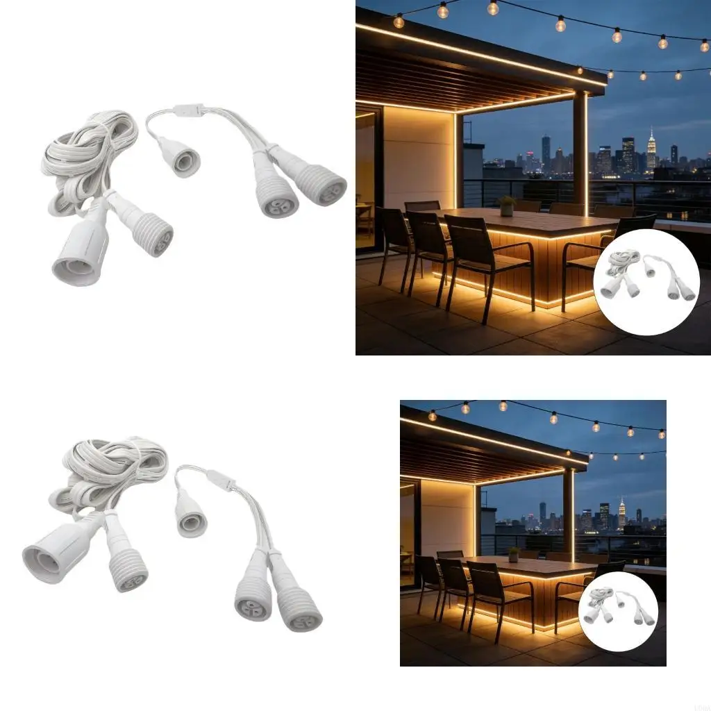 

Гибкий водонепроницаемый удлинитель Y-образный разъем для освещения, удлинитель для наружного освещения 4,9 м, легкая установка