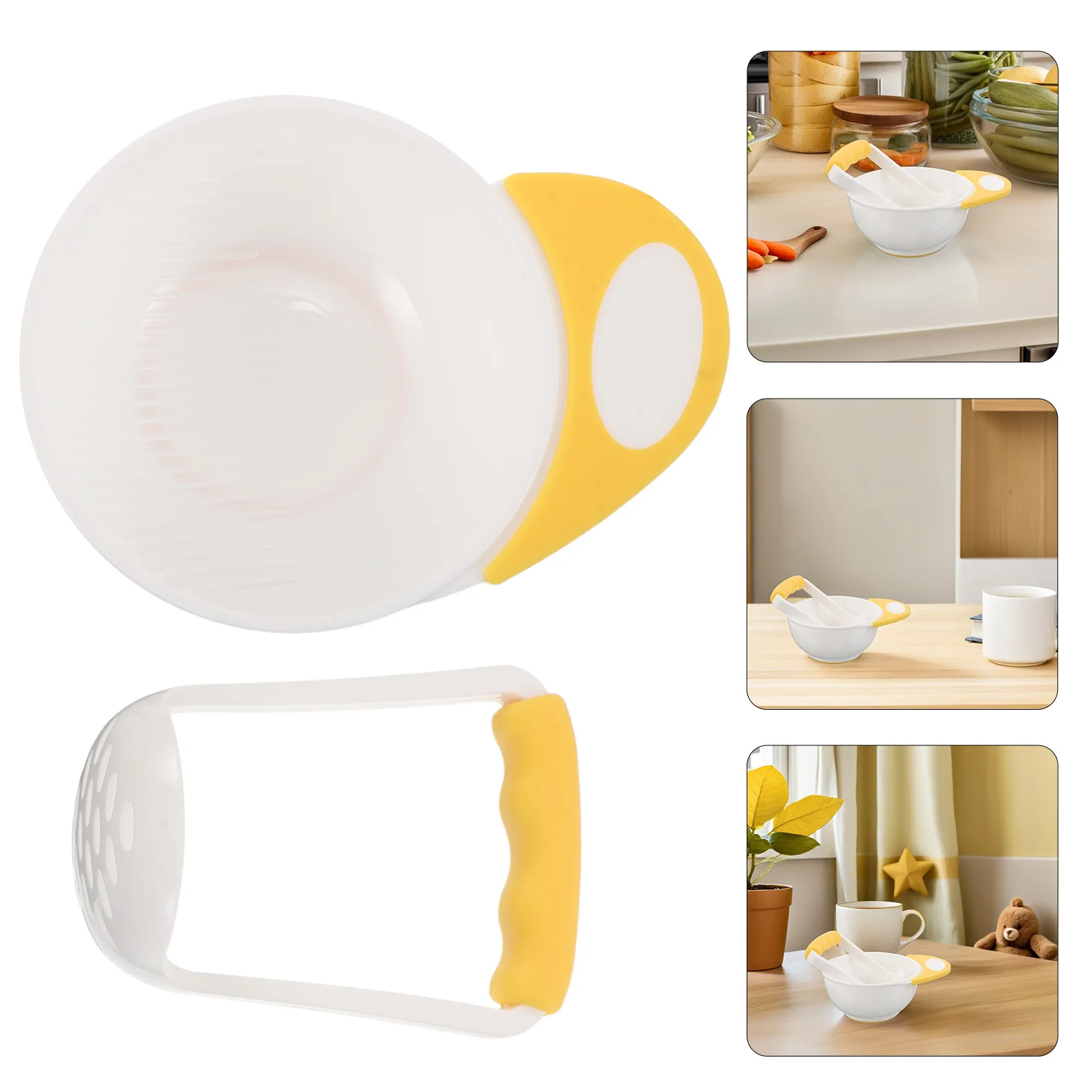 

1Set Baby Food Masher Bowl Portable Complementary Feeding Grinding Tool for Travel Outdoor Use Easy Clean Anti Slip Base