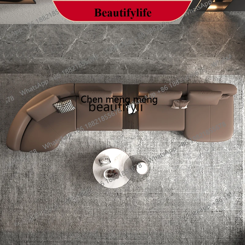 

z183 Italian minimalist light luxury special-shaped corner leather sofa designer living room high-end atmospheric retro curved s