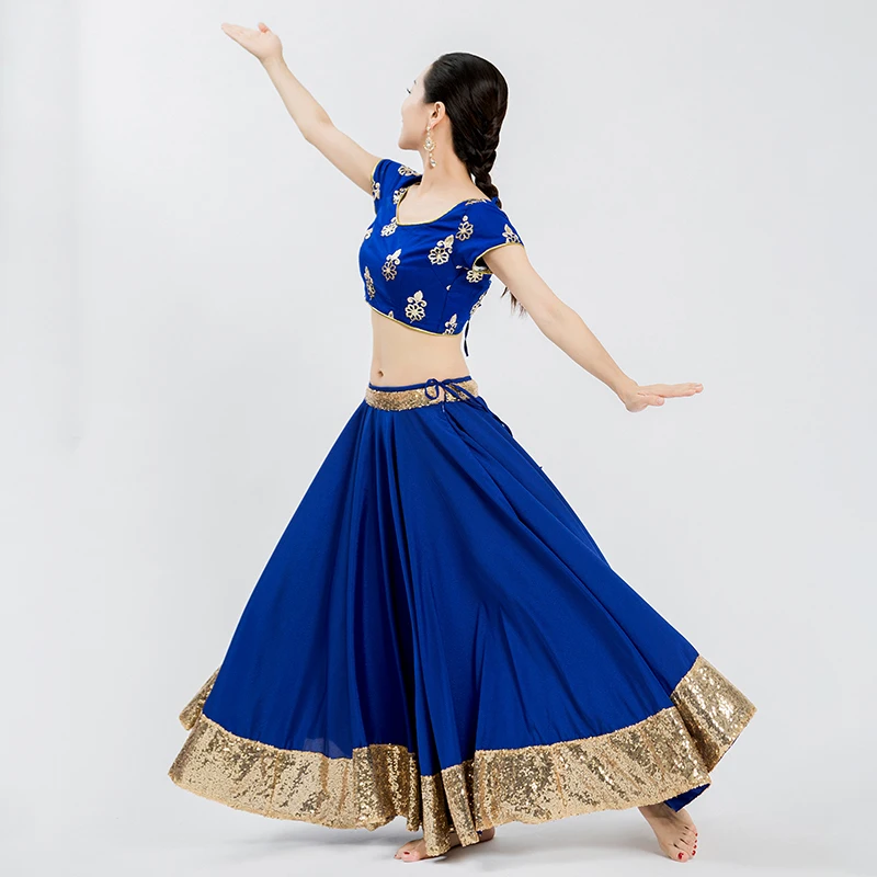 Indian Dance Skirt For Women Adult Big Swing Saree Clothes Oriental Dance Stage Performance Costumes 720 Degree Skirt DQL6990