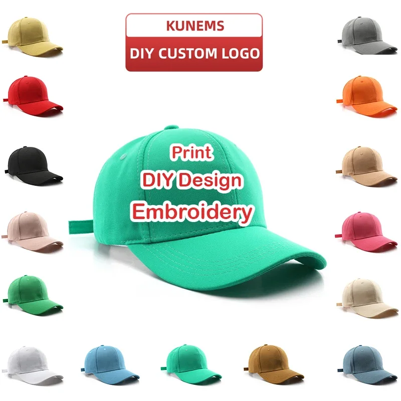 KUNEMS Custom Logo Embroidery Baseball Cap for Men and Women Brand Design DIY Picture Print Summer Sun Hats Unisex Wholesale