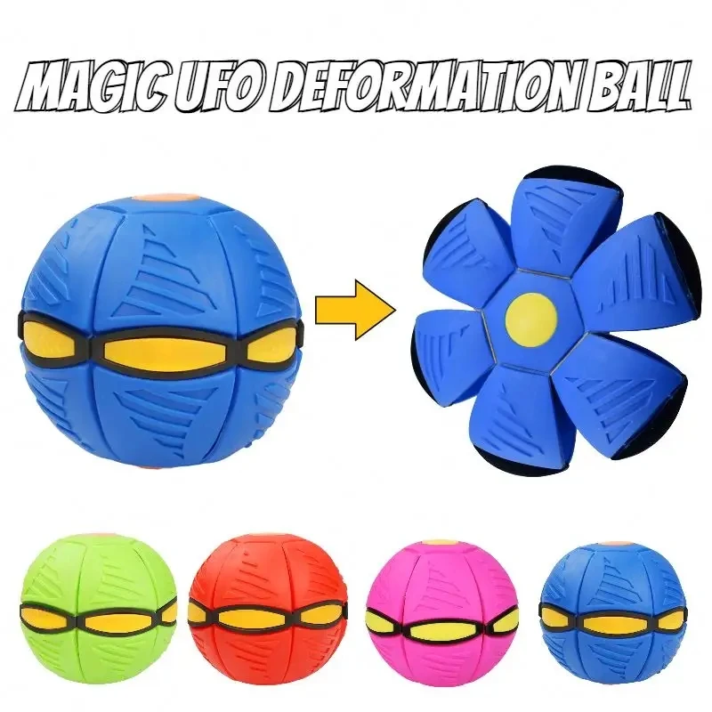 UFO Flat Throw Disc Ball With Magic Ball Kids Toy Gifts Outdoor Game Children's Toys Elastic Deforming Balls Decompression Toys