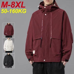 Windbreaker Men Jacket Big Pockets Coat Trench Waterproof Oversize 6XL 7XL 8XL Plus Size 2025 Spring Casual Motorcycle Loose