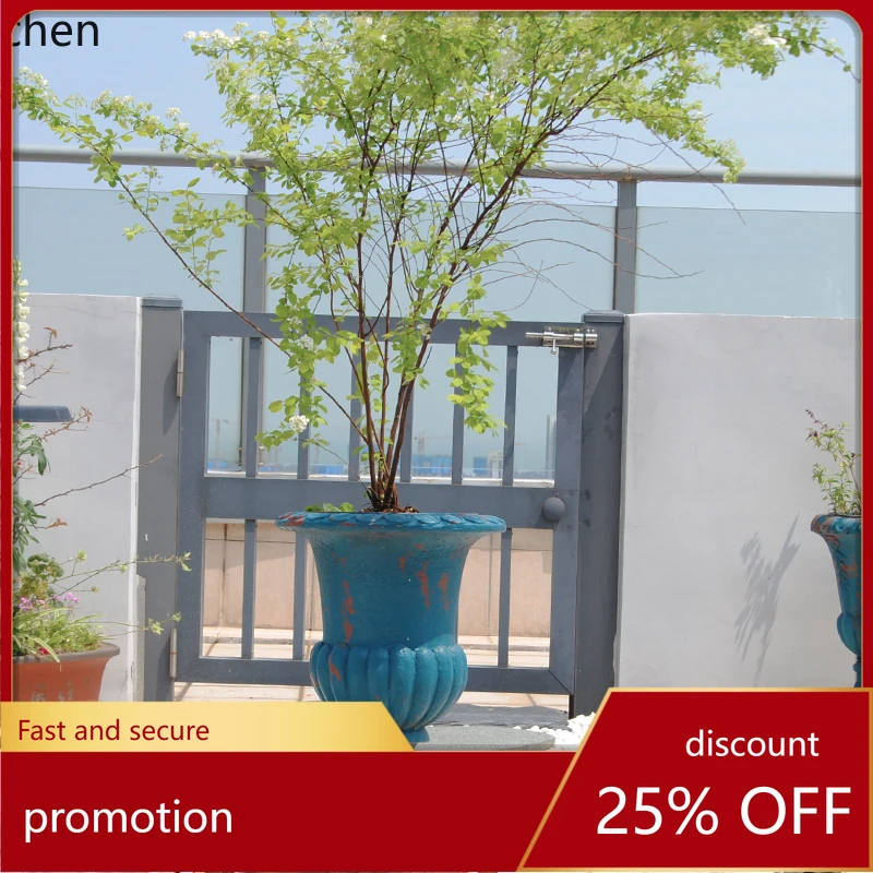 

ZML retro high-footed fiberglass flower pot outdoor balcony garden courtyard simple and lightweight flower utensils