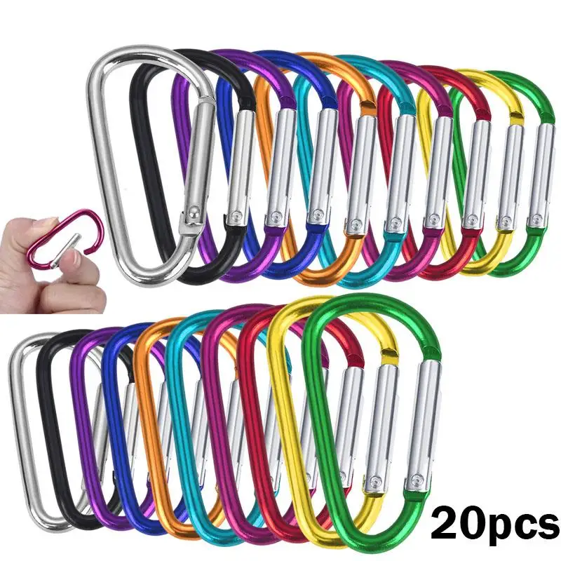 10/20PCS 5# Carabiner Keychain Alluminum D-ring Buckle Multi Colors Carabiner Snap Hook Clip Keychains Camping Backpack Buckle