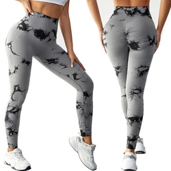 Hot Tie-Dyed Leggings Sexy Cool da donna Scrunch Pants glutei Lift vita alta Seamless Fitness Slim Lady gym,Yoga, calzamaglia sportiva