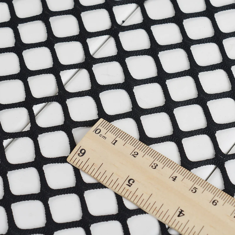 Medium-elastic Large Mesh Fabric By The Meter for Clothes Needlework Decorative Diy Sewing Plain Black Hollow-out Soft Cloth Diy