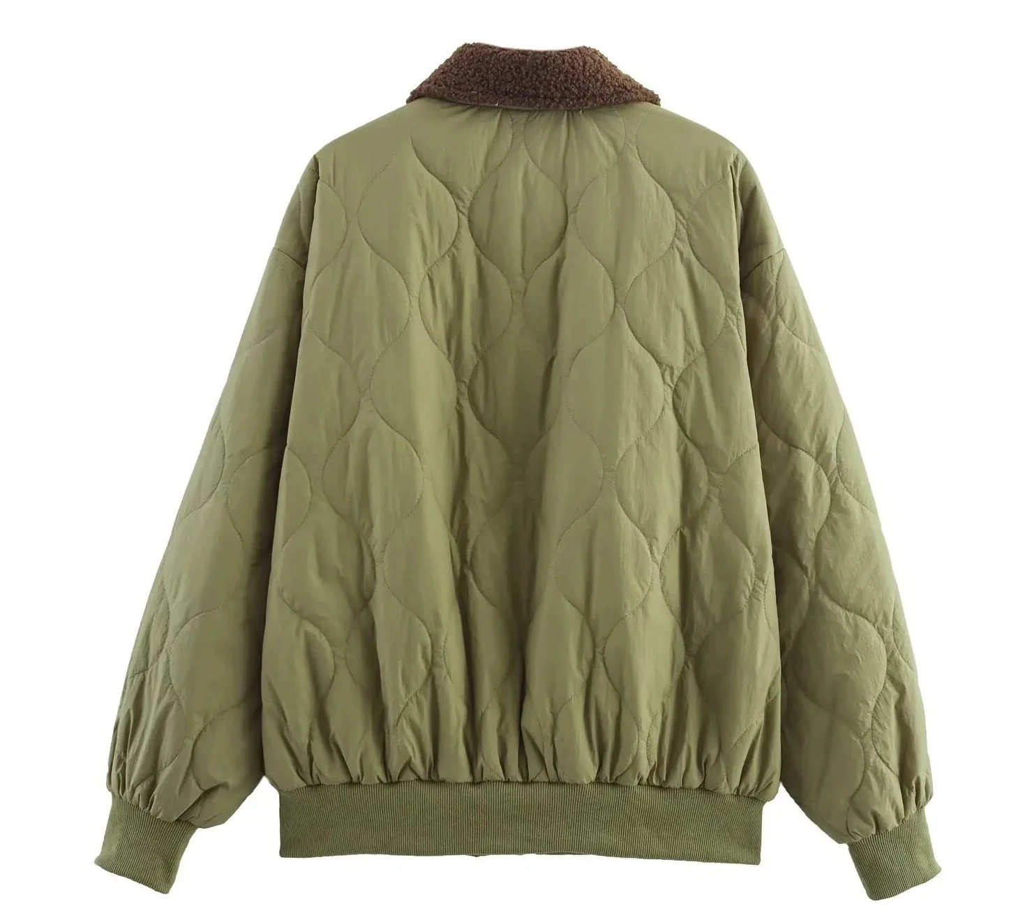 

Women's Fashionable Loose Cotton Jacket Contrast Color Autumn Winter Polyester Fiber Street Style Comfortable Casual