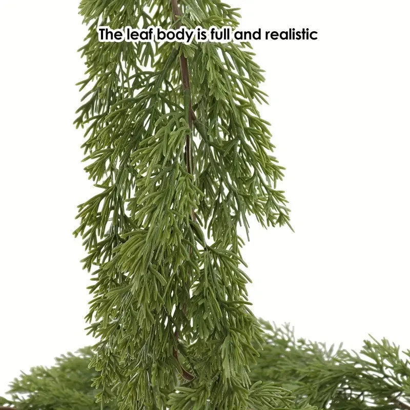 

1Pc Christmas Supplies Cypress Wreath Simulated Cedar Pine Tree Twig Length 70.87 Inches Home Stairs Mantle Christmas Decoration