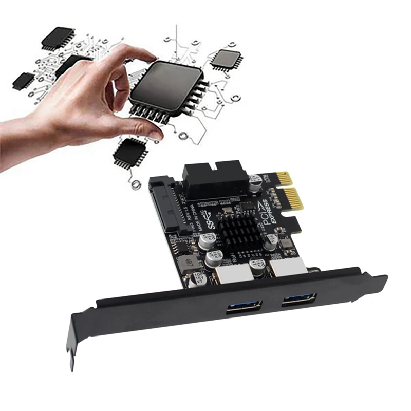 Placa riser pci-e para usb3.0 com 2 portas usb placa de expansão pci-e conector de alimentação sata de 19 pinos suporte pcie 1x 4x 8x 16x
