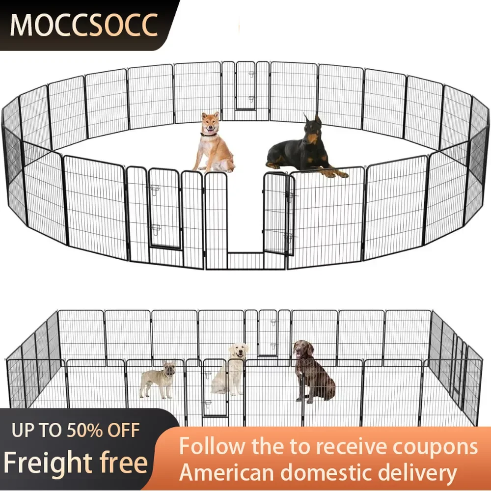 

24 Panels 40 Inch Hight Indoor Outdoor Folding Metal Portable Puppy Exercise Pen Heavy Duty Dog Fence for Yard Camping,Black