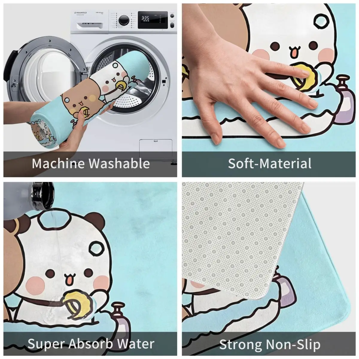 Take A Bath Bath Mat Bubu and Dudu Anime Protective Toilet Mat Kitchen Shower Door Non-slip Foot Mat Graphic Bathroom Carpet