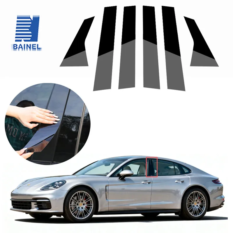 

Suitable for Porsche Panamera window trim 10 11 12 13 14 15 16 17 18 black center pillar stickers 6pcs