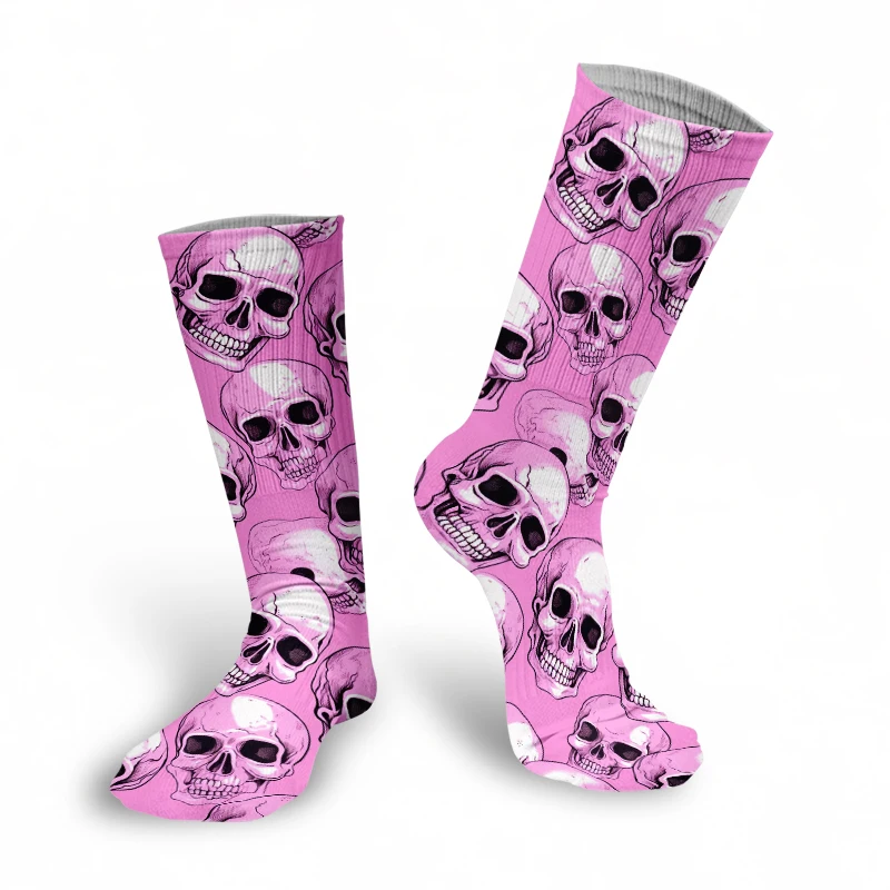 New Hot Pink Selling Skull Long Socks Men Women Harajuku Fashion Comfortable Socks Halloween Cosplay Happy Couple Socks Gift