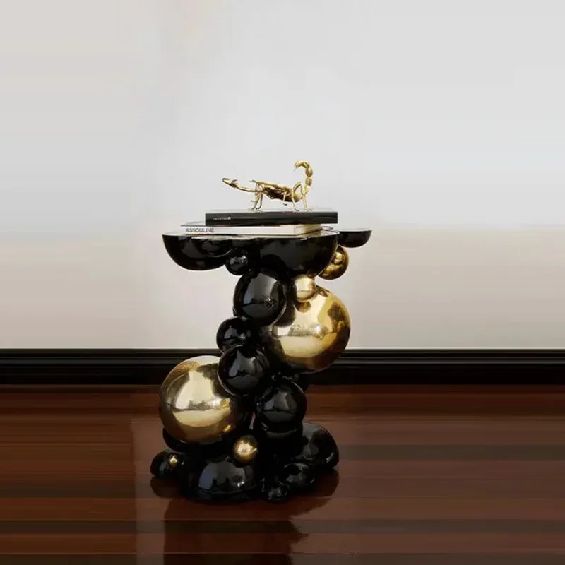 

A few stainless steel special-shaped ball small coffee table light luxury living room table
