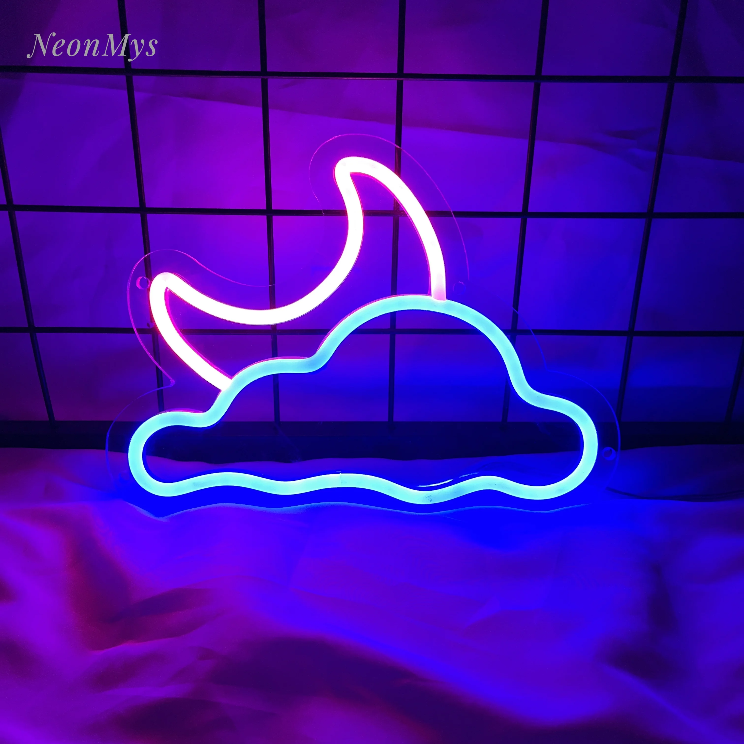 Cloud And Moon Neon sign Light For Children Bedroom Wall Art Decor Hanging Luminous USB Night Lamps Atmosphere Lighting for Wall