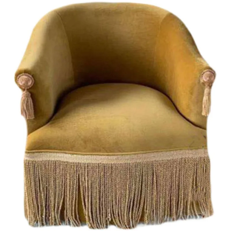 

Retro ginger single sofa simple style medieval fringed velvet leisure chair