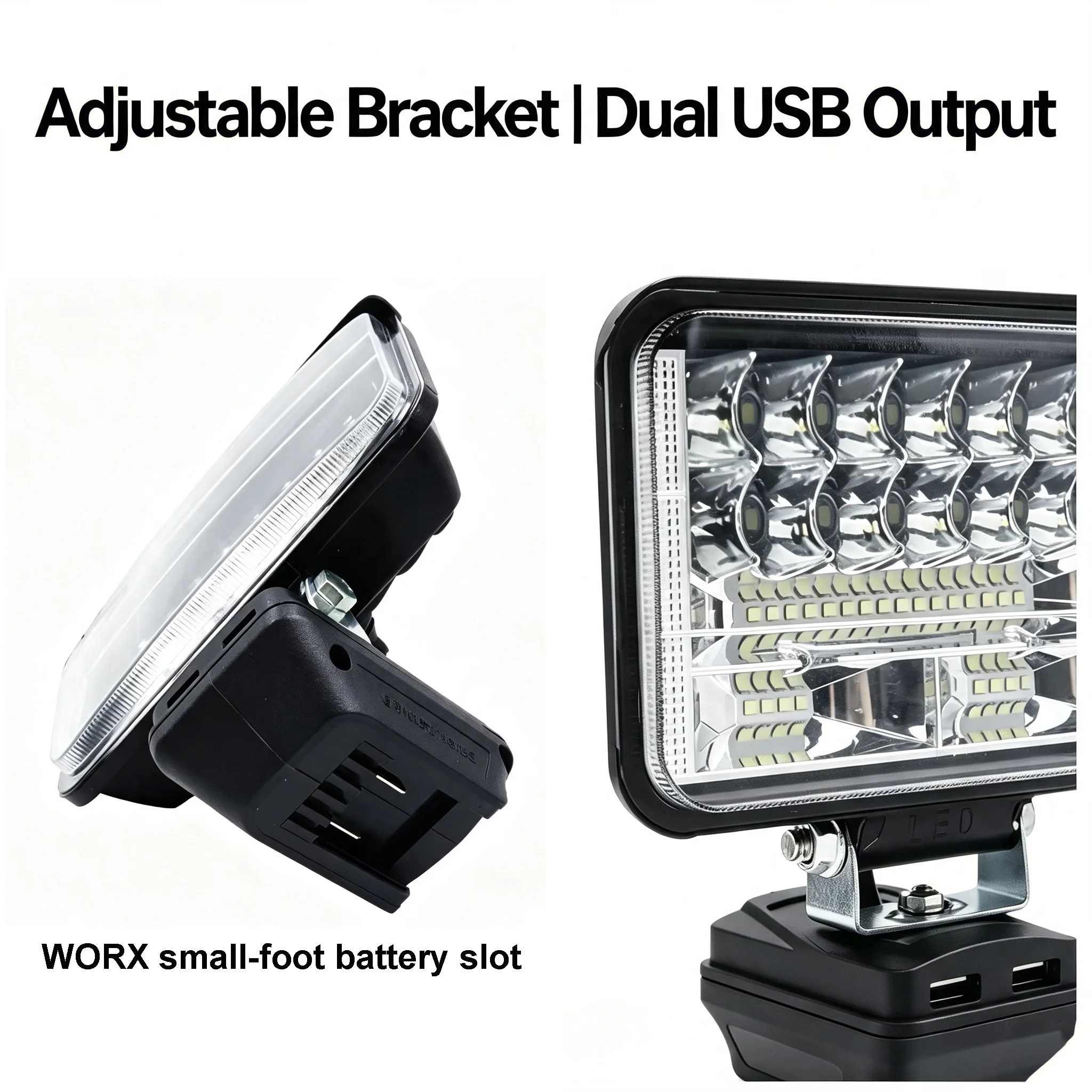 LED Light Adapter For Worx Orange Narrow 4 pin Socket 20V Li-ion Battery Lamp Flashlight Torch Lantern USB Mobile Phone Charger