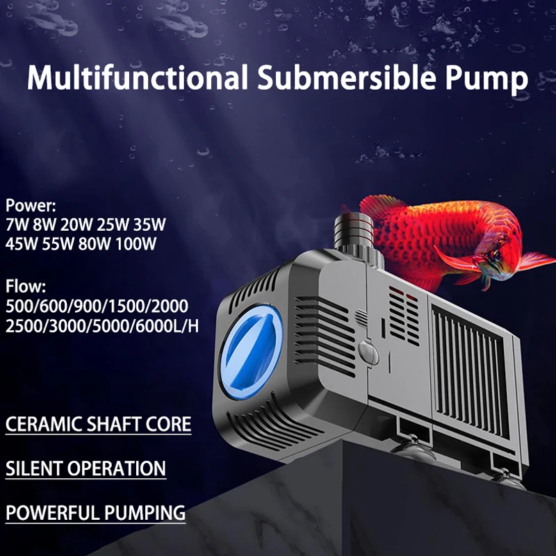 500/600/1100/1500/2000/2500/3000/5000/6000L/H AC220V Multi-functional Submersible Pump for Fish Tank Pond Aquarium Hydroponics