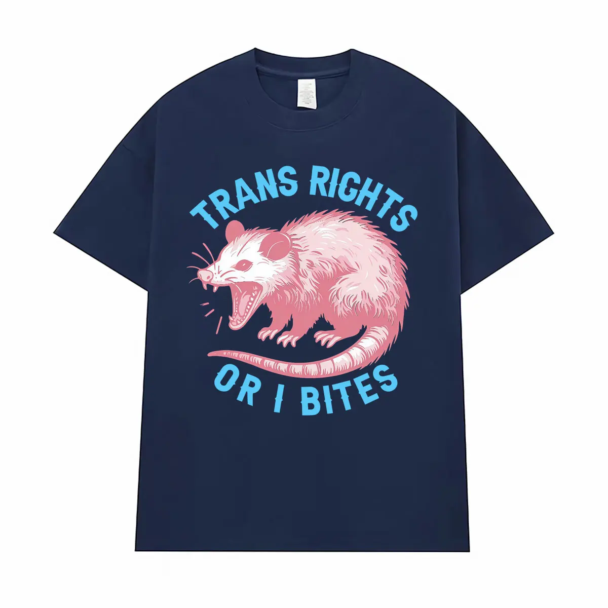 Trans Rights or I Bites Funny Opossum Pride Meme T-shirt Men Women Gothic Harajuku Cute T Shirts Casual Cotton Oversized T Shirt