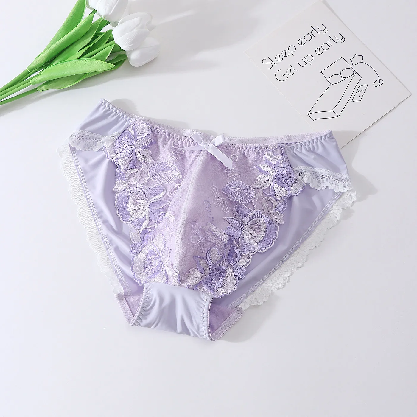 High Quality Man Lace Floral Embroidery Pink Panty Briefs Live Show Dance Costumes DJ CLub Bar BF Gifts Harajuku view 2