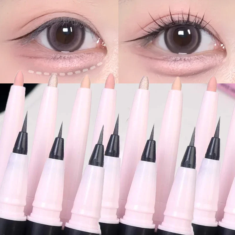 Double Ended Lying Silkworm Pencil Highlighter Makeup Pen Nude Brighten Outline Contour Eyelid Ultra-fine Pen Tip Eyeshadow Pen