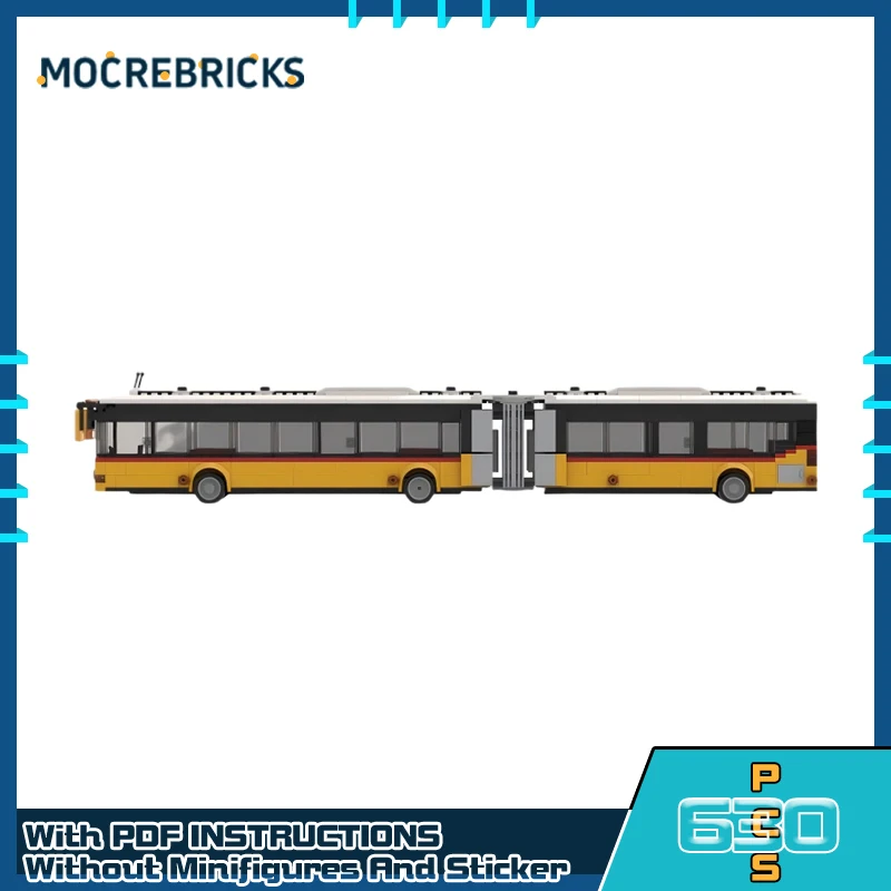 新しいモジュール式関節バスモデルテクノロジーブリック MOC-100374 都市旅客輸送車両ビルディングブロックカスタマイズされたおもちゃ