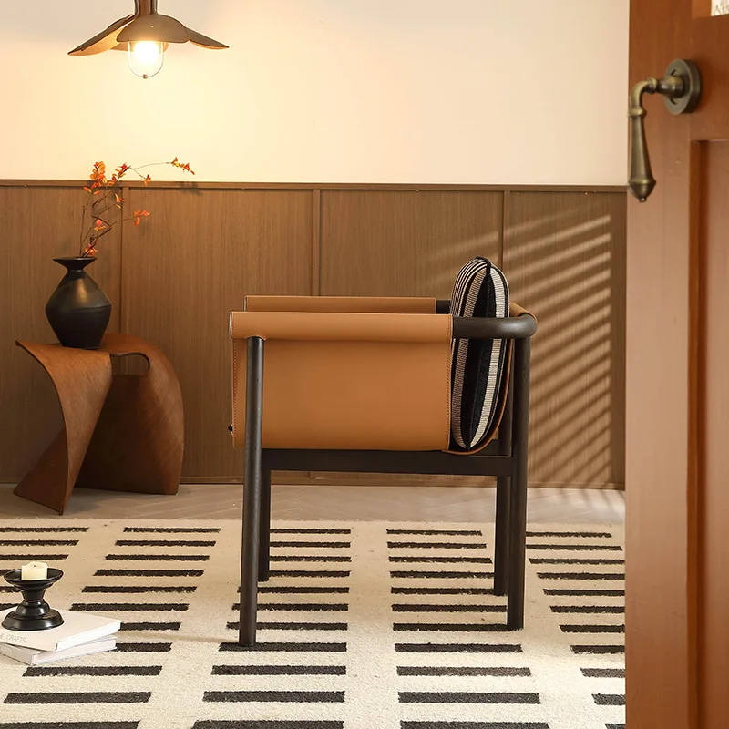 Saddle Leather Dining Chairs Luxury Comfortable Party Accent Dining Chairs Advanced New Style Home Furniture Silla Comedor Lscy