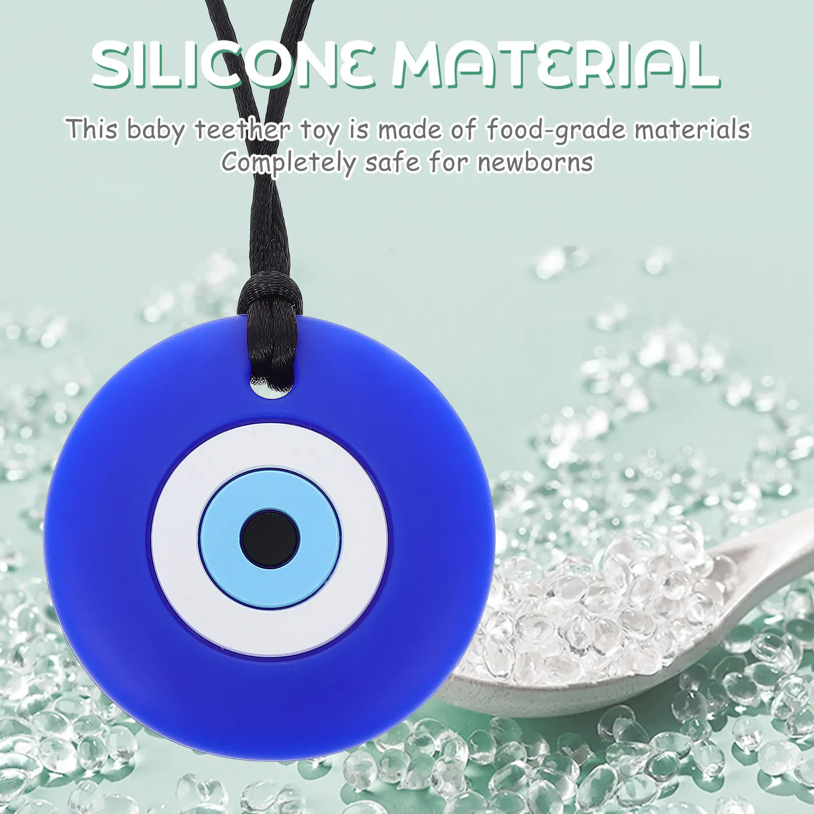 

1Pcs Cute Eye-Shaped Silicone Teether for Babies Safe Chew Necklace Bpa-Free Infant Teething Pendant Lightweight Molar Grinding