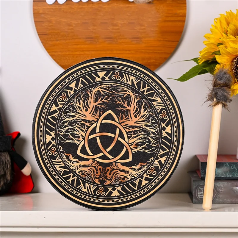 YHOLI-Celtic Drum With Drum Sticks Spiritual Healing Chakra Balancing Reflection Meditation Frame Durable