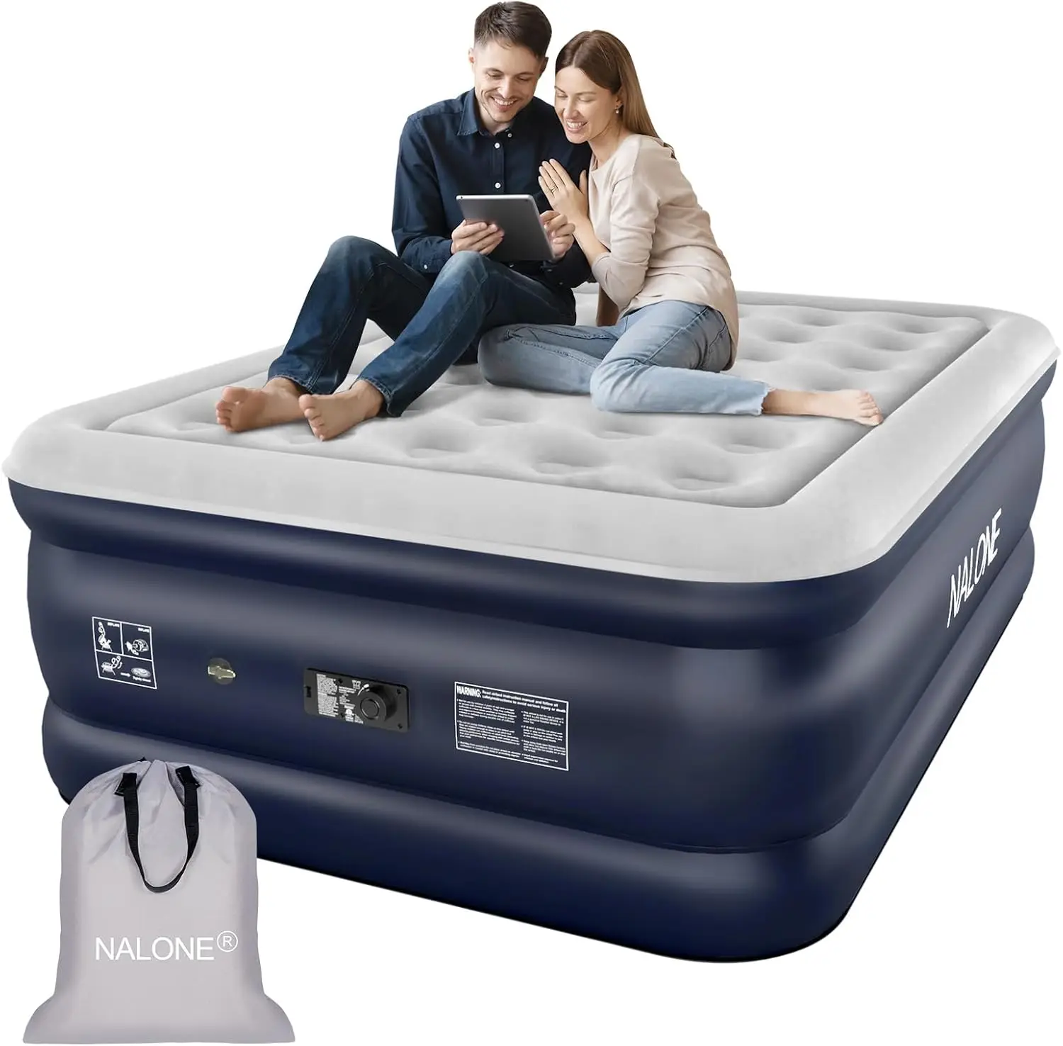 

Air Mattress Full with Built in Pump, Inflatable Blow up Mattress 18'' Raised, Fast Self-Inflating & Deflating, 650lbs Max for