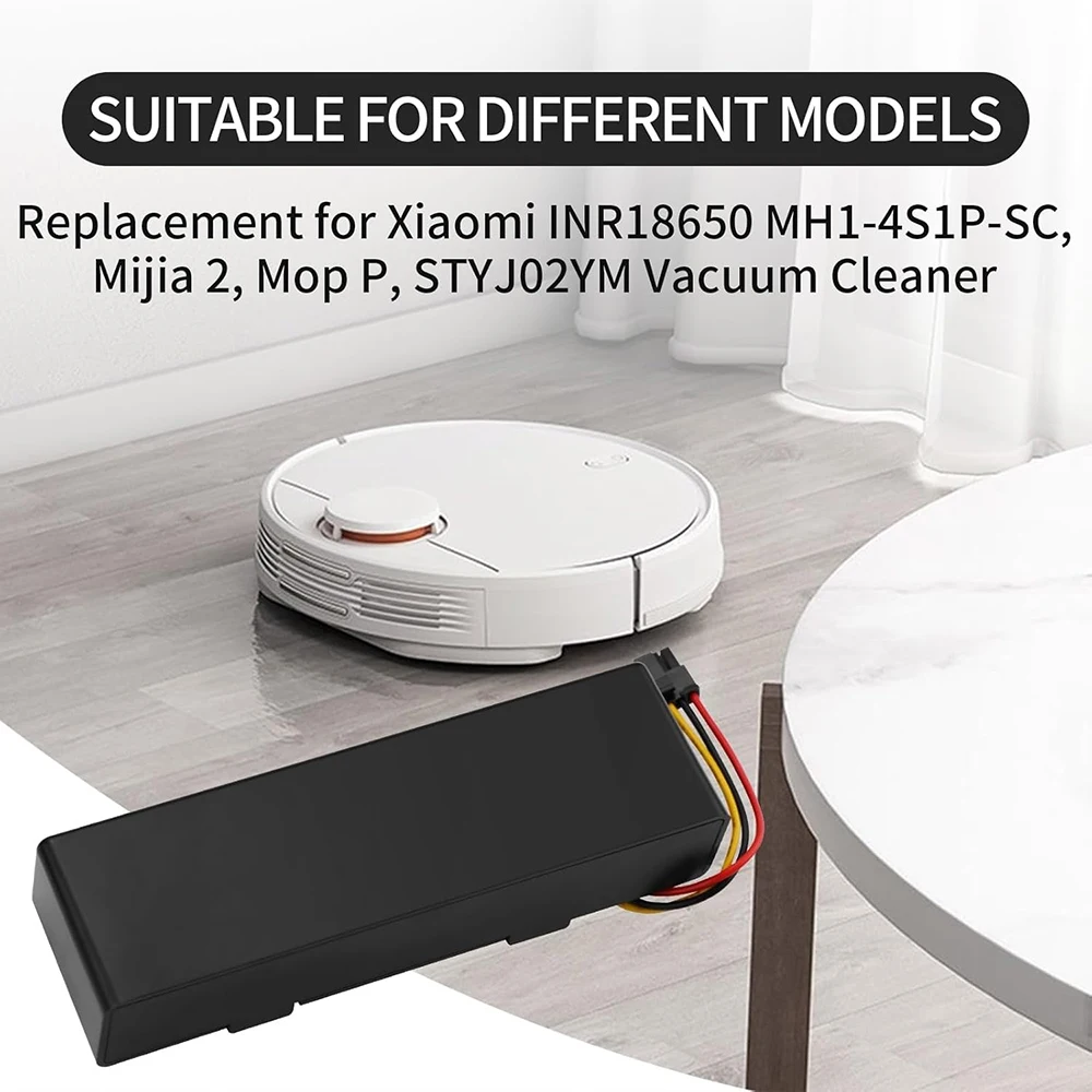 بطارية مكنسة كهربائية Li-ion 14.4 فولت 4000 مللي أمبير في الساعة - لـ Xiaomi Pro P 2S/Mijia XMSTJQR2S/Wyze 200S/Yunmi MVVC01-G Pro، قابلة لإعادة الشحن #5