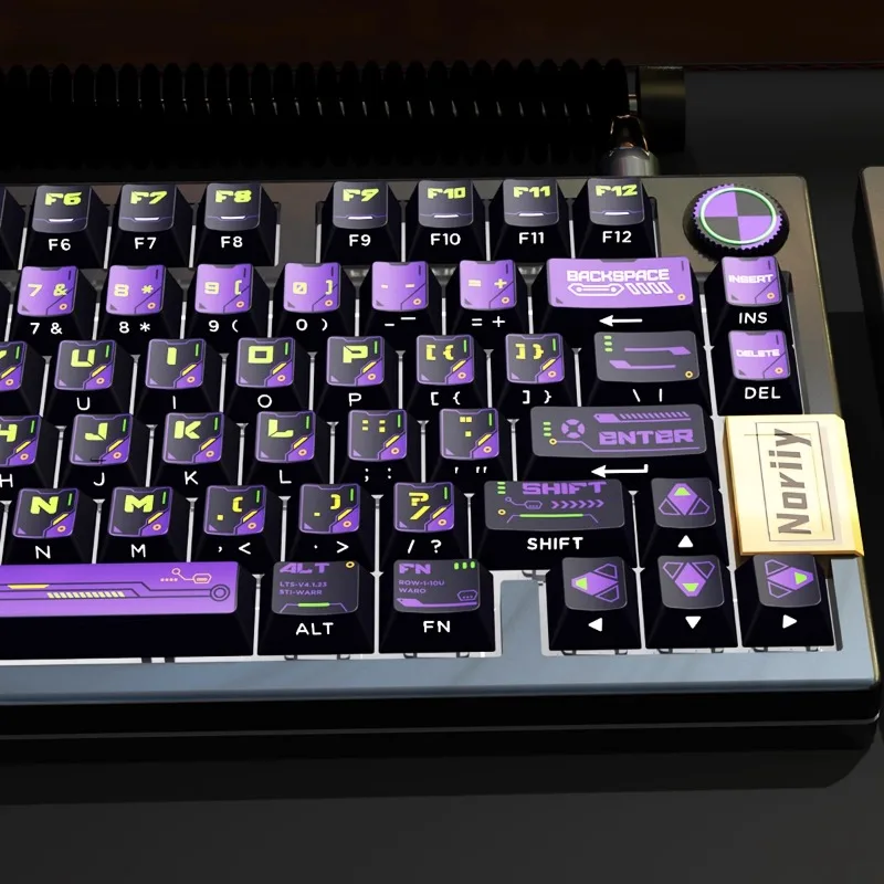 Imagem -03 - Purple Power Shadow Theme Keycaps Pbt Keycap Lado Gravado Translúcido Cereja Perfil Key Caps para Teclado Mecânico